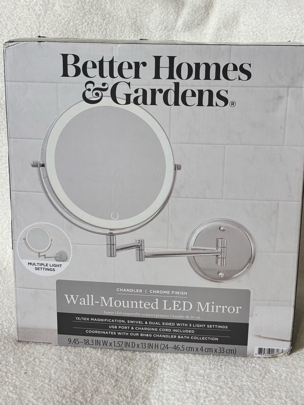 Better Homes And Gardens Chrome Finish Wall-Mounted LED Mirror